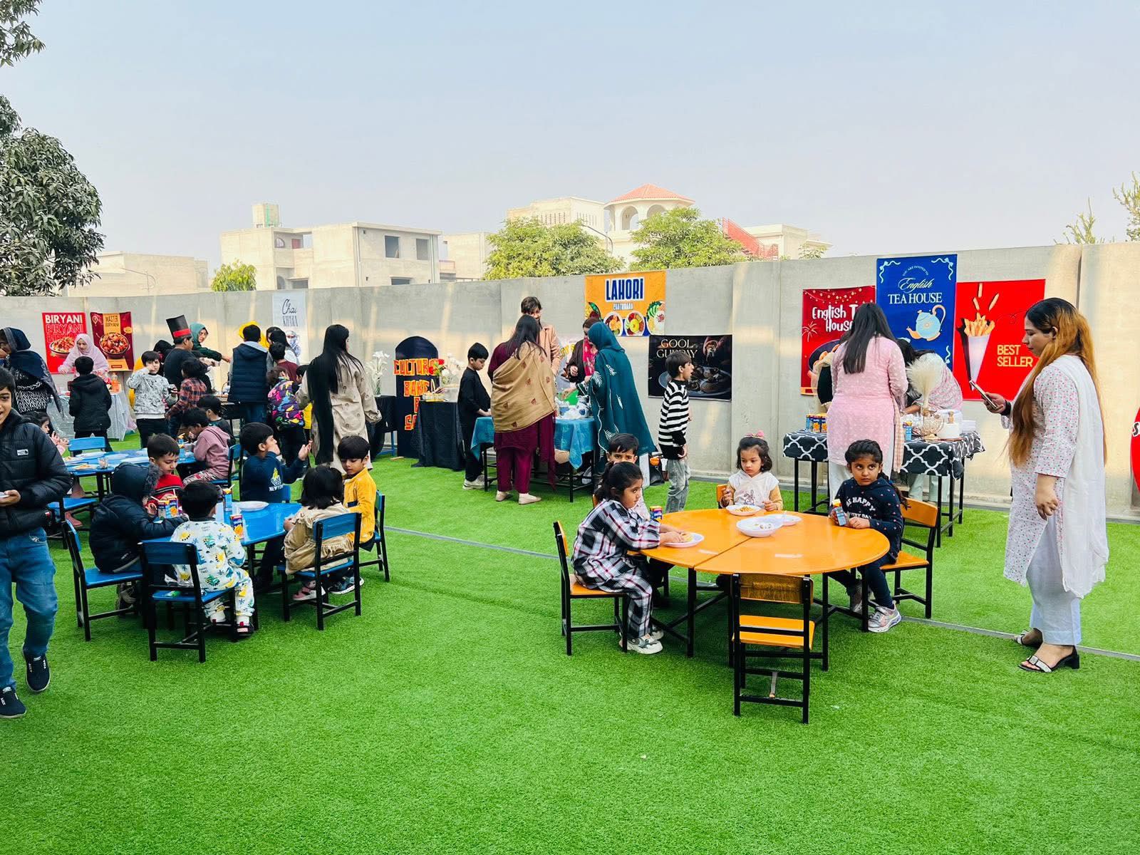 Outdoor food festival event with families and children